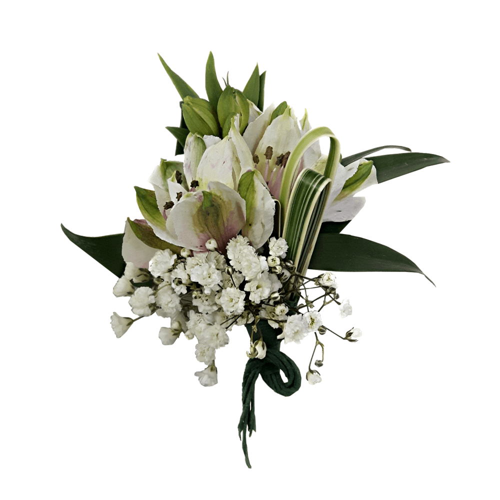 White Alstro Boutonniere