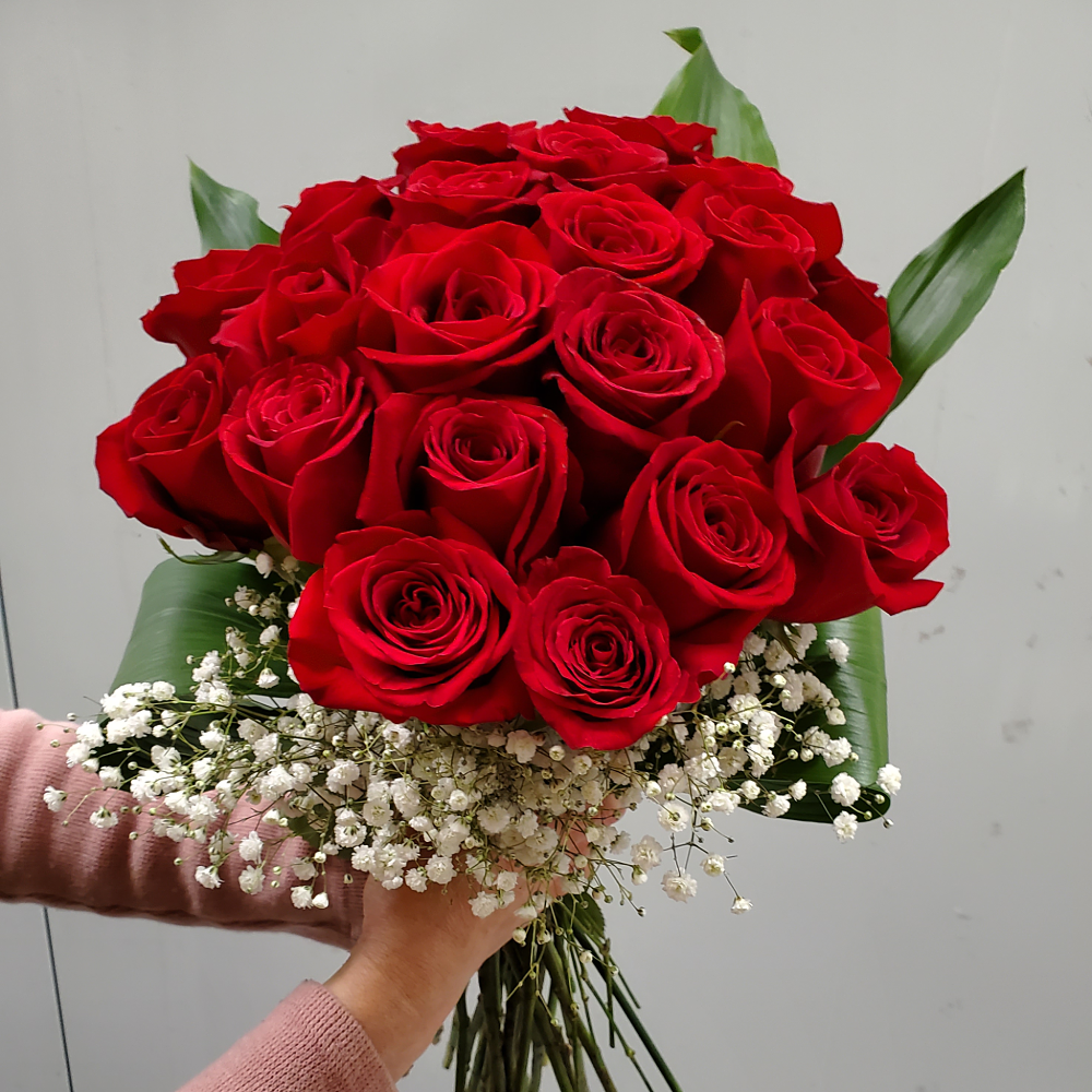 24 long stem red roses