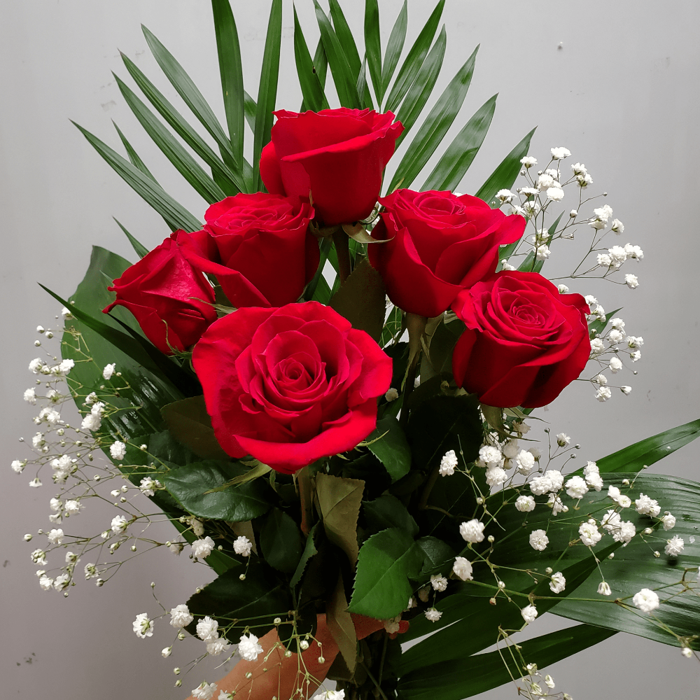 6 red roses